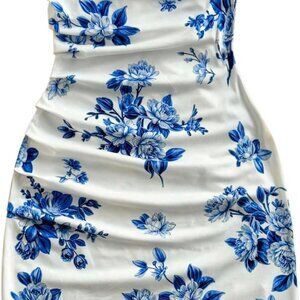 Women’s Floral Tube Top Dress Polyester Summer Sleeveless Casual